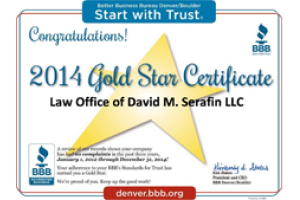 Badge - 2014 Gold Star Certificate - Law Office of David M Serafin LLC